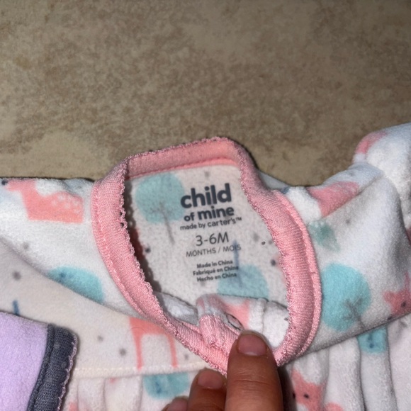 Carter's Purple & White Footies Pajama Set with Bear and Deer for Baby Girl 3-6m - Picture 4 of 4